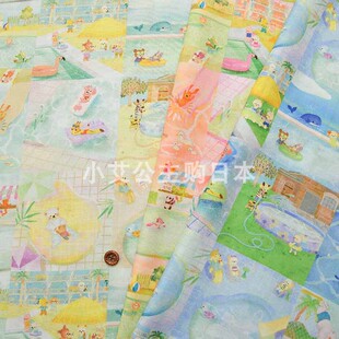 25cm日本进口纯棉60支松浦布22fabric服装yukiemon动物游泳池面料