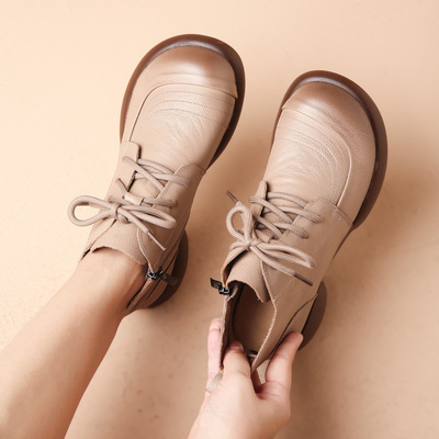 短靴女平底妈妈靴子复古英伦风