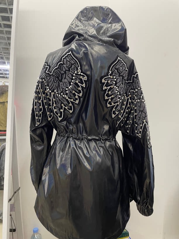 天使之翼派克服外壳炫彩皮水洗皮皮衣
