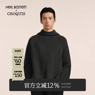 【Neil Barrett联名】速写男装秋冬新款休闲连帽毛衫绵羊毛上衣潮