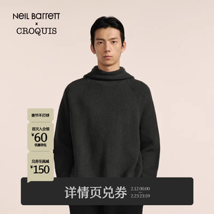 【Neil Barrett联名】速写男装秋冬新款休闲连帽毛衫绵羊毛上衣潮