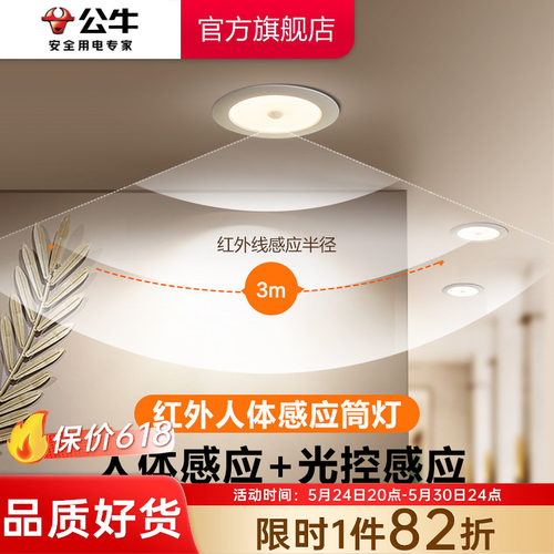 【政府补贴】公牛人体感应筒灯