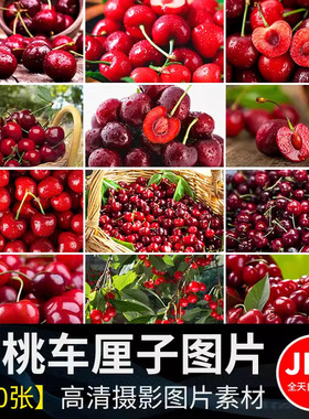 樱桃车厘子红色樱桃新鲜水果实果肉特写高清摄影JPG照片图片素材