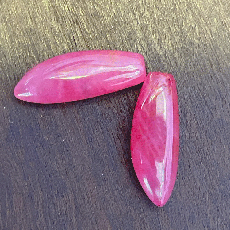 天然红宝红色尖头耳饰女长条形