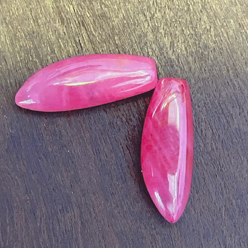 天然红宝红色尖头耳饰女长条形