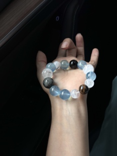 天然水晶手串五行金水系海蓝宝白幽灵水晶手链女款轻奢高级感手串