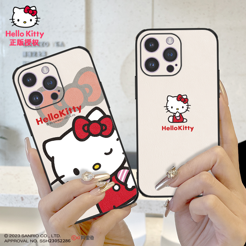 HelloKitty正版适用苹果14手机壳新款14plus全包iPhone13卡通凯蒂猫12高级x素皮11promax高级感小众por女款KT 3C数码配件 手机保护套/壳 原图主图