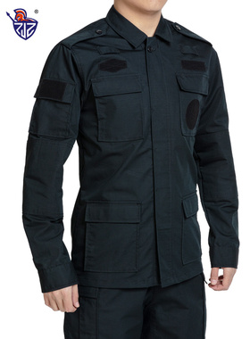 阻击者四季款战术作训服男黑色藏蓝户外弹力耐磨训练上衣战训服