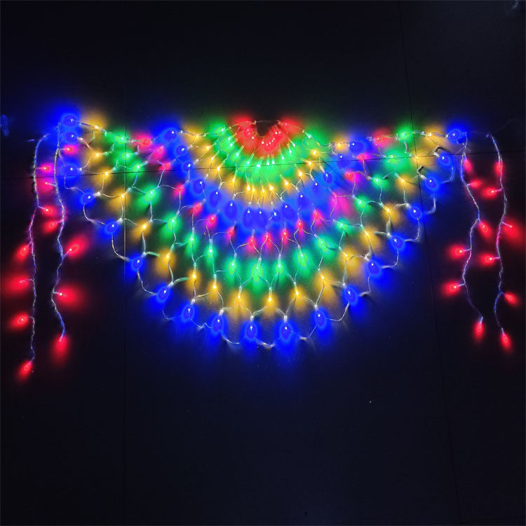 LED彩灯闪灯串灯孔雀凤尾星星灯 街道装饰窗帘灯 庭院扇形网灯