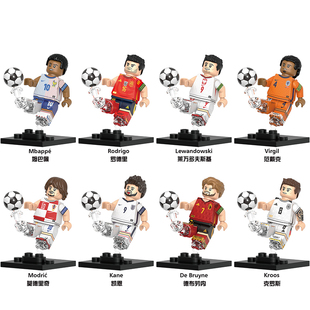 世界杯足球明星C罗梅西姆巴佩第三方拼装积木人仔男孩玩具G0182