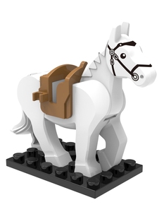 适用于乐高686中古白色戒灵马战马第三方益智积木儿童拼装玩具