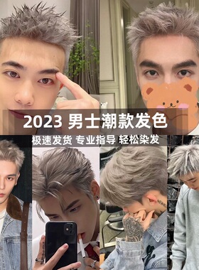 男士专用新款染发剂膏自己在家染银白灰色雾霾灰香槟白金烟灰青灰