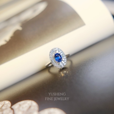 18K金镶嵌天然蓝宝石戒指 无烧皇家蓝 两戴款guild 1.06