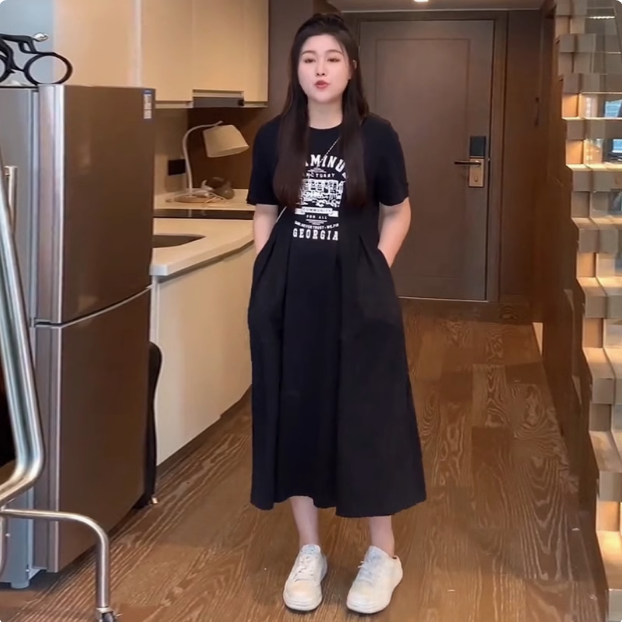 大码微胖显瘦胖mm法式遮肉连衣裙女夏装高级感长裙胖妹妹遮肚裙子