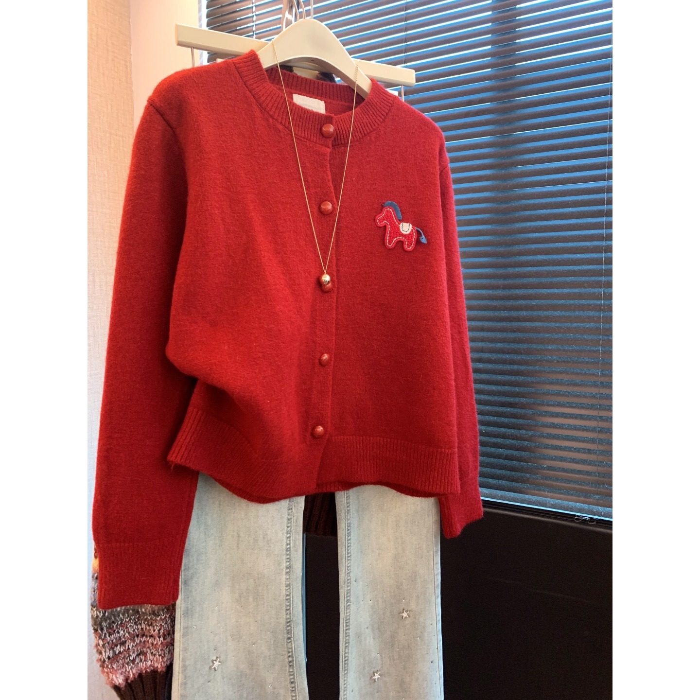 本命年马年红色毛衣针织开衫女2026新款秋冬大码胖mm正肩洋气上衣,女装/女士精品,毛针织衫,淘宝优惠券,粉丝福利购,淘宝优惠卷