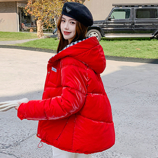 今年流行面包羽绒棉服女款2025新款冬季短款亮面免洗加厚冬装外套