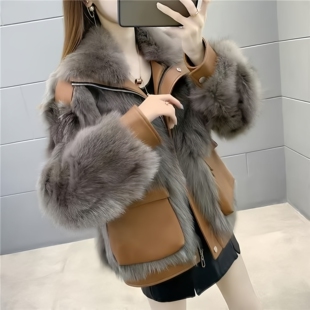 2025秋冬新款羊羔毛复合皮毛一体外套女短款进口羊剪绒大衣皮草女