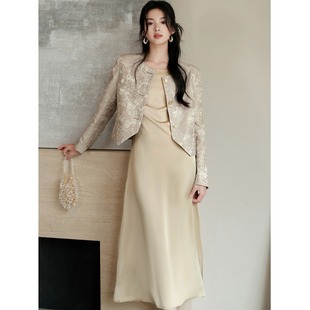 新中式连衣裙子秋季国风套装订婚礼服平时可穿周岁宴妈妈穿搭女装