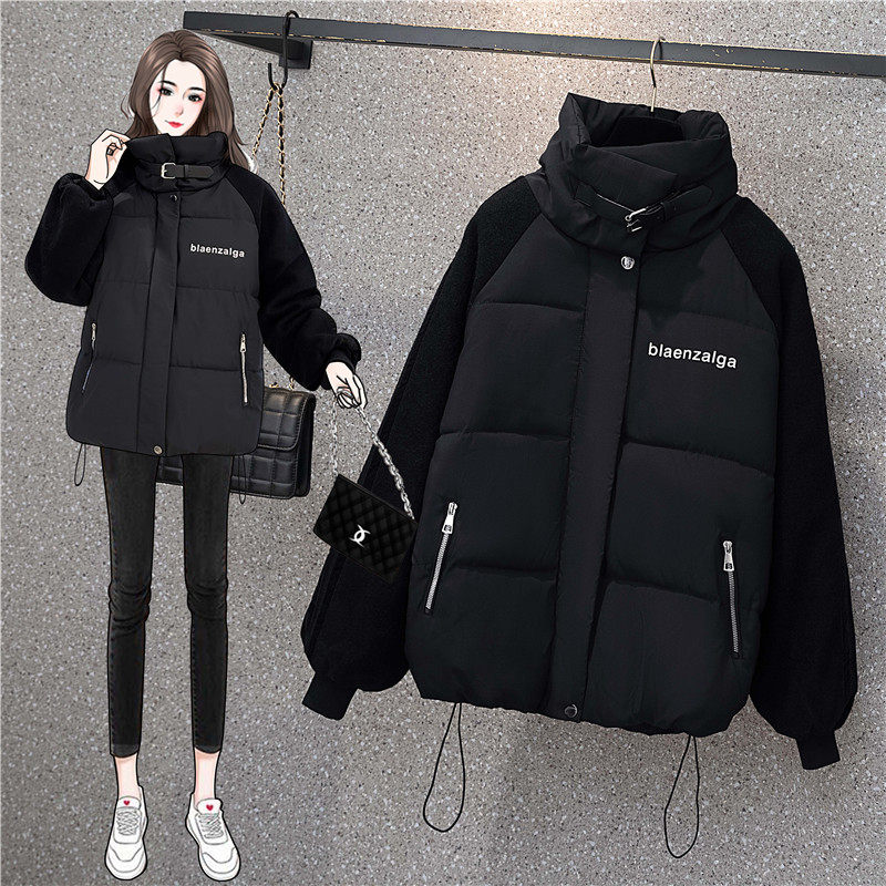 大码女装2026冬季新款微胖妹妹加绒加厚保暖派克服羽绒棉衣外套潮