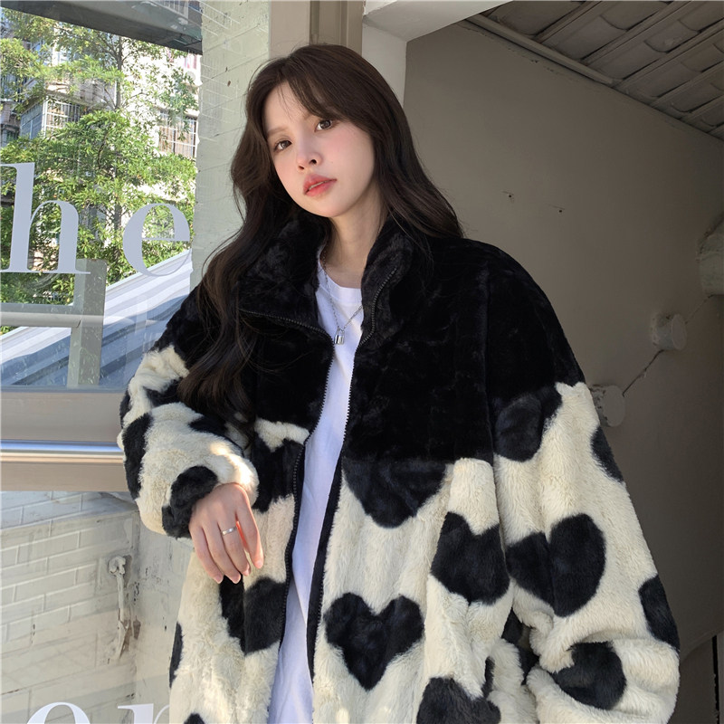 大码胖mm羊羔毛外套女高级设计感小众棉服oversize潮冬季韩系棉衣