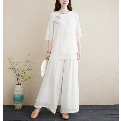 仙气棉麻瑜伽服夏季禅修服