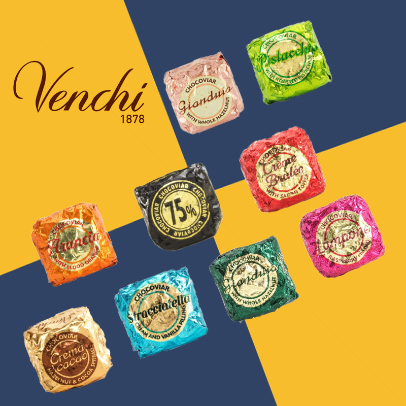 现货意大利venchi闻绮75%黑鱼子酱型纯黑巧克力单块散装零食糖果