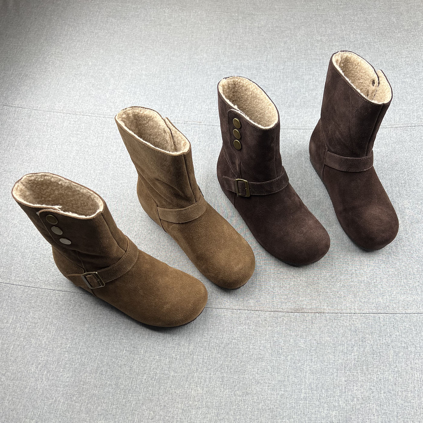 真皮羊毛绒内增高雪地靴女