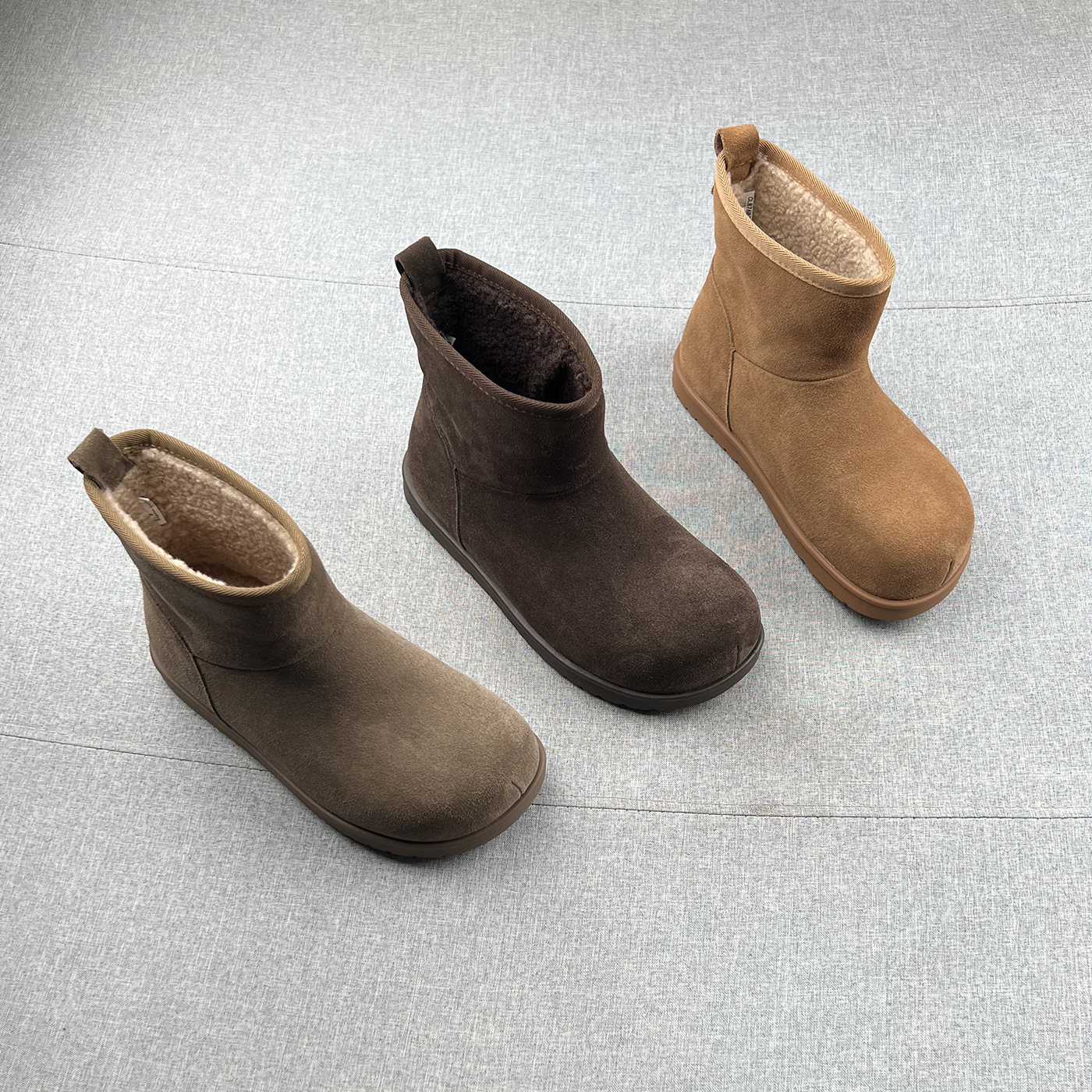 真皮羊毛绒套筒内增高雪地靴女