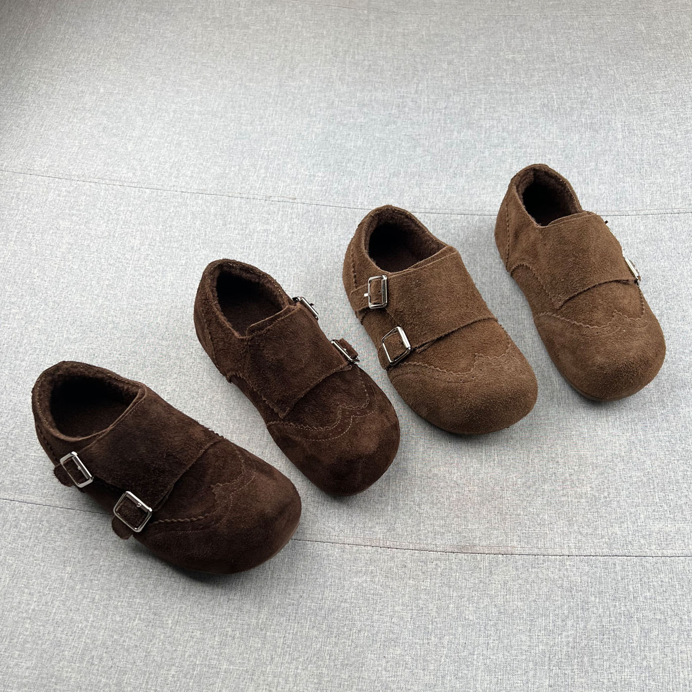 真皮羊卷毛魔术贴内增高勃肯鞋