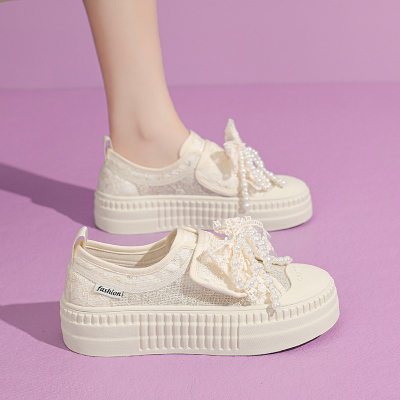 女士夏季蕾丝渔夫鞋透气休闲鞋