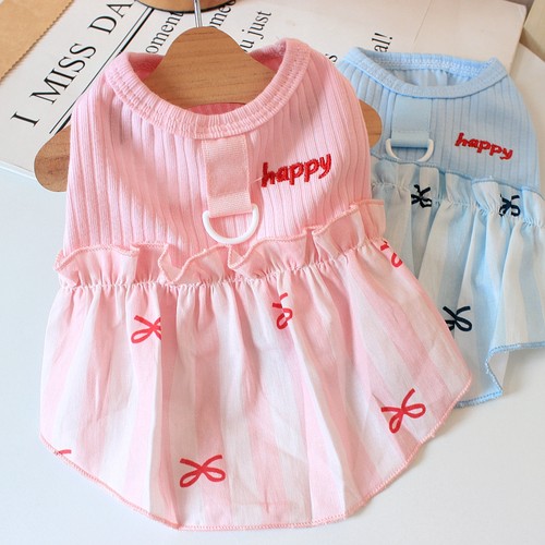 狗狗衣服春夏小狗猫咪宠物服装拼接公主裙泰迪比熊薄款纯棉连身裙