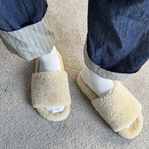 羊皮毛一体~羊羔毛一字毛拖鞋女
