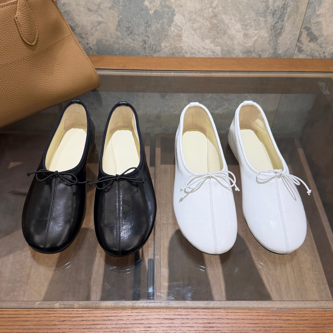 油蜡牛皮软乎乎手工圆头蝴蝶结芭蕾舞单鞋女百搭一脚蹬平底奶奶鞋