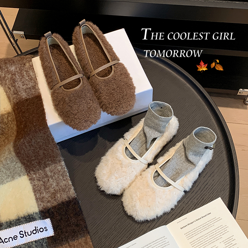 羊皮毛一体玛丽珍毛毛鞋女