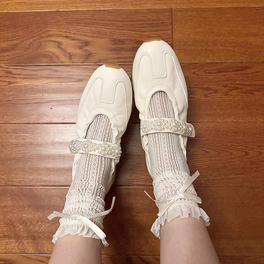 全真皮6.5cm内增高芭蕾舞运动鞋