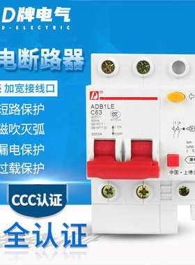 D牌电气 DZ47LE 家用漏电保护器C63 C40A触电总开关220V 2P 40A