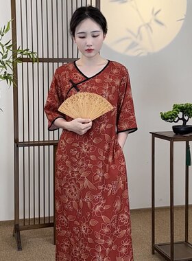 日常新中式复古旗袍连衣裙