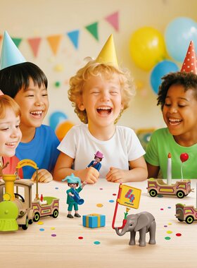 playmobil德国摩比世界小火车玩具生日轨道车积木男女儿童生日礼