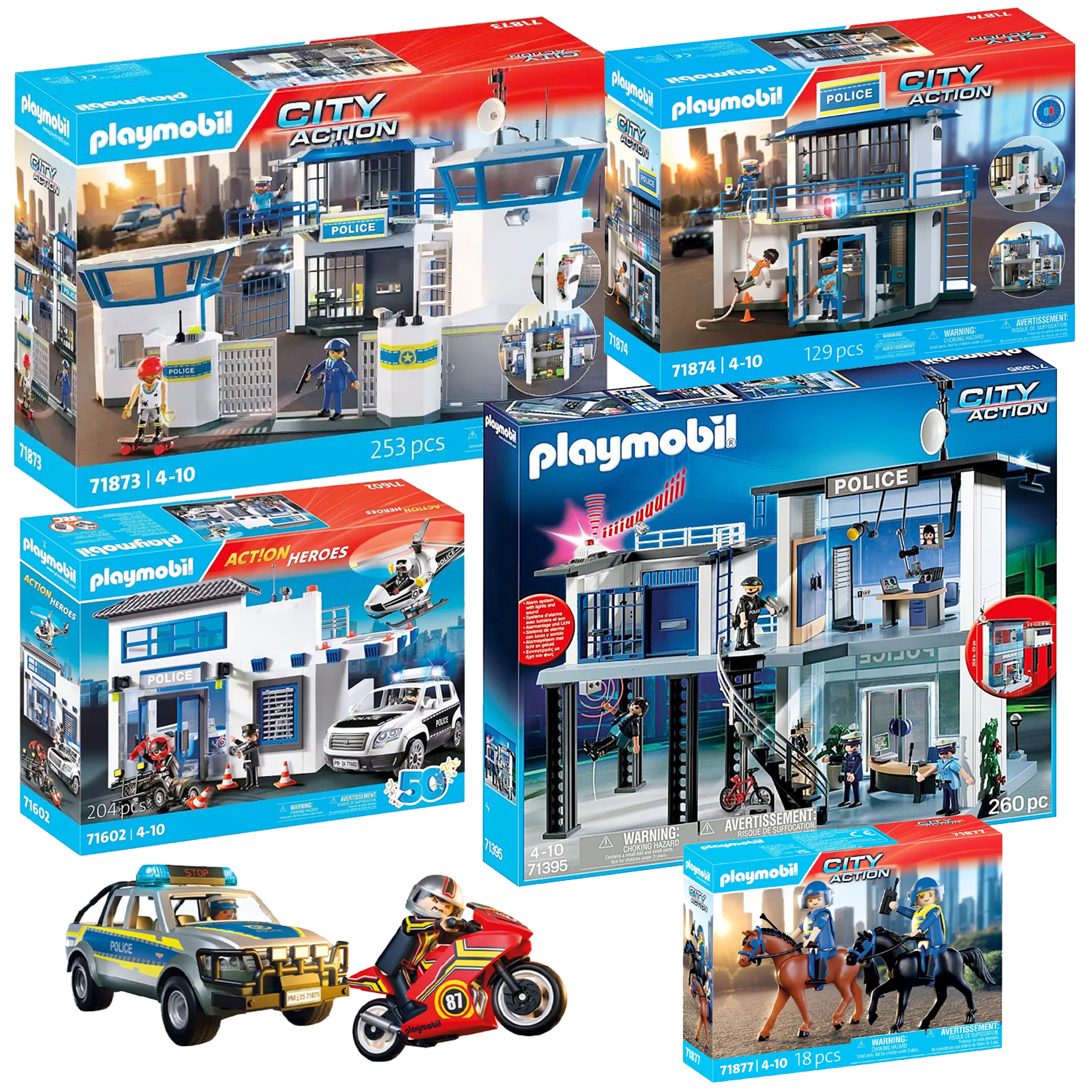 playmobil摩比世界玩具警察局监狱警车特警飞机 送男孩童生日礼物