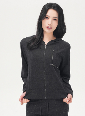 51A080525-[BC订单]桑蚕丝羊毛连帽珠链针织开衫