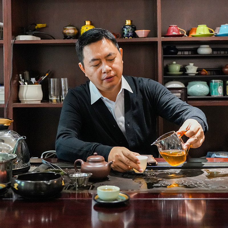 洛薇雅男装商务休闲翻领休宝蓝黑色纯色半开胸V领长袖开衫