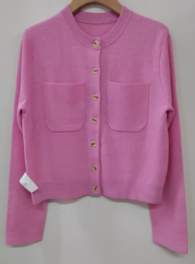 51A080759  BC羊绒亚麻圆针织领开衫