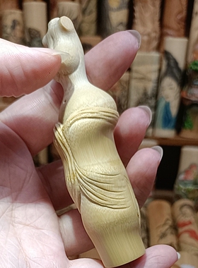 文玩实心玉竹手工美女立体顶雕刻一物一链接现货1.9-2.7cm*10.2cm
