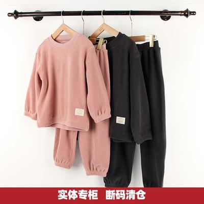 威奇猫儿童家居服套装男童女童冬季加厚细腻摇粒绒收口套头睡衣