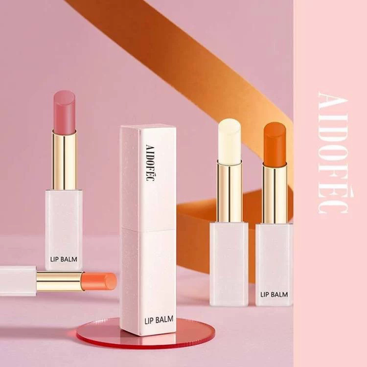 发2支爱得菲修护温变唇膏保湿补水口红淡唇纹蜜桃活力甜橙唇彩