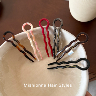 米仙恩韩国进口小号波浪隐藏式发簪法式马尾盘发神器迷你发插簪子