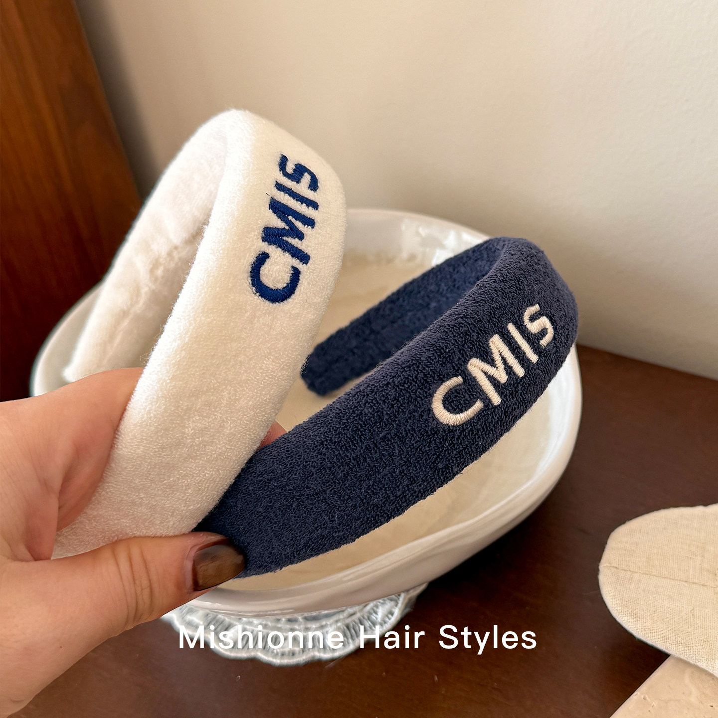 韩国进口设计师款潮流发箍字母毛巾布料时尚发带头箍气质运动风