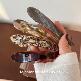 韩国进口大号鱼尖嘴顶夹简约大理石纹盘发夹法式 慵懒气质马尾横夹