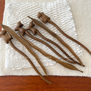 米仙恩国风木质发簪檀木纯手工艺盘发发插卡通可爱造型簪子发钗