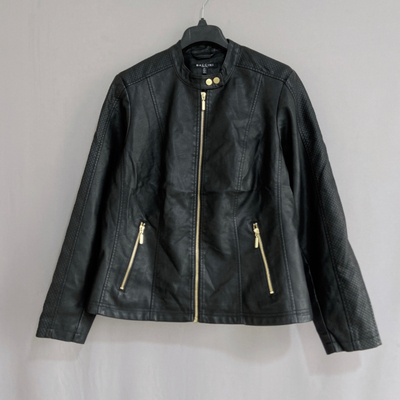 外单大码女装秋冬立领拉链皮衣外套短款夹克pu leather jacket